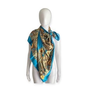 Boutique 35” Large Teal Paisley Square Scarf